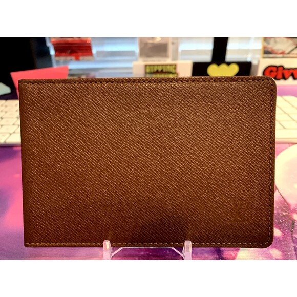 Louis Vuitton TaigaCard Holder Wallet Alezan Leather Tan Cognac Brown - Picture 1 of 7